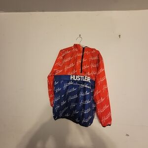 Hustler Hollywood Mens Red and Blue Raincoat/wind Breaker
